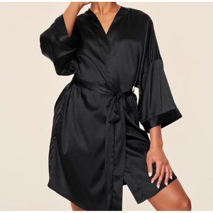 NWT Adore Me Roxey Black Kimono Robe Size XL Satin